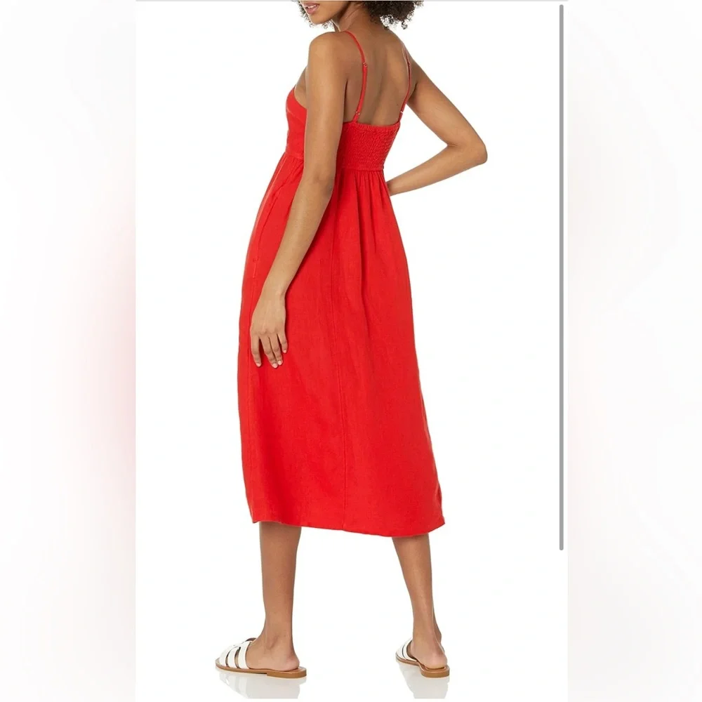 The Drop Women's Maci Strappy V-Neck Cutout Smocked Back Midi Dress(NWT)red..med - Picture 3 of 7